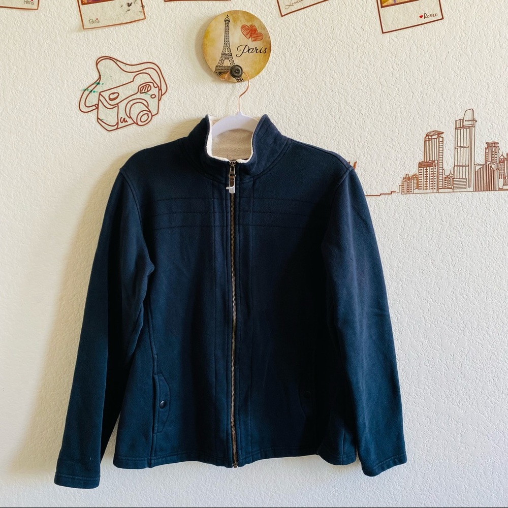 Columbia Navy Zip Up Pocket Detail Long Sleeve Sweater Size Large